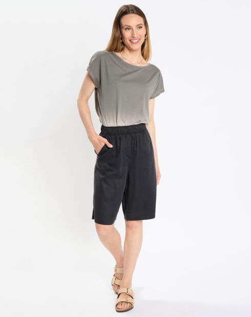 Camiseta caqui y beige de algodón con efecto tie & dye