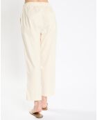 Pantalon popeline taille élastique beige