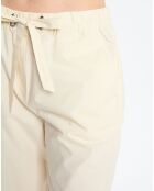 Pantalon popeline taille élastique beige