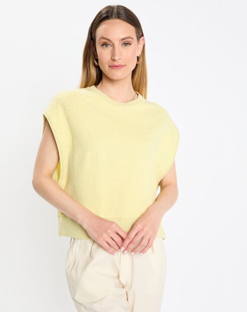 Felpa senza maniche oversize gialla in cotone biologico