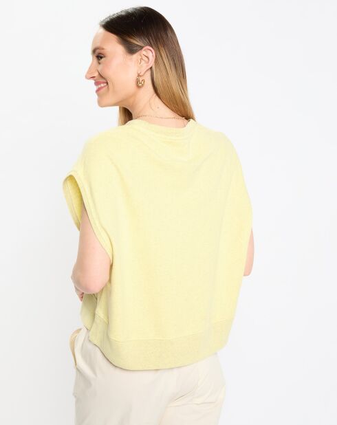 Felpa senza maniche oversize gialla in cotone biologico