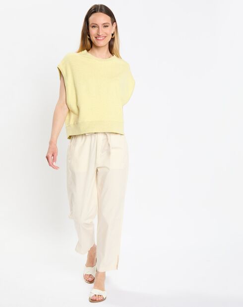 Felpa senza maniche oversize gialla in cotone biologico