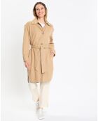 Robe Chemise en Coton & Lin Ceinture beige