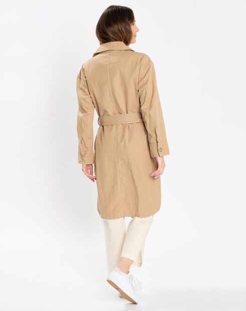 Robe Chemise en Coton & Lin Ceinture beige