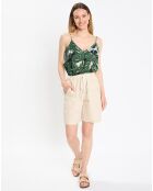 Short en Coton & Lin Taille Elastique beige