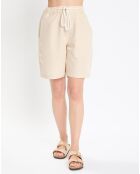 Short en Coton & Lin Taille Elastique beige