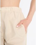 Short en Coton & Lin Taille Elastique beige