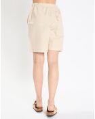 Short en Coton & Lin Taille Elastique beige
