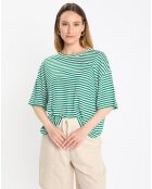 T-Shirt 100% Lin Rayé vert/blanc