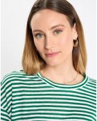T-Shirt 100% Lin Rayé vert/blanc