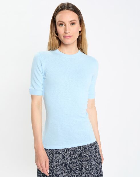 T-Shirt Col Rond Manches courtes Cot Flame bleu clair