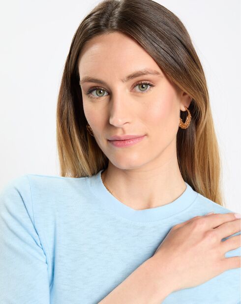 T-Shirt Col Rond Manches courtes Cot Flame bleu clair