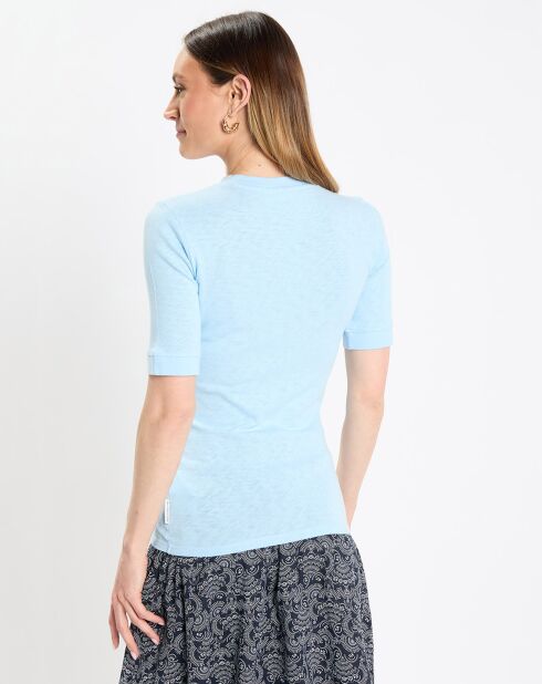 T-Shirt Col Rond Manches courtes Cot Flame bleu clair