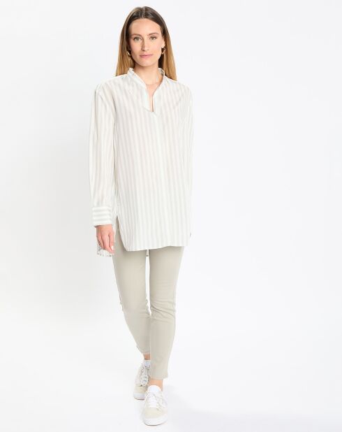 Chemise longue rayée gris/blanc