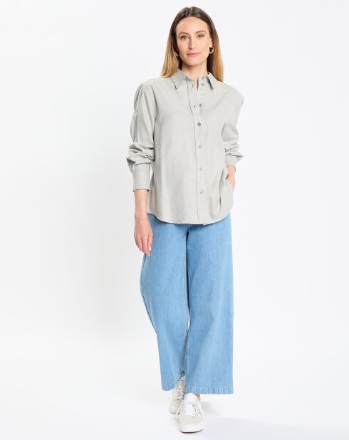 Chemise en Flanelle manches ballons gris clair