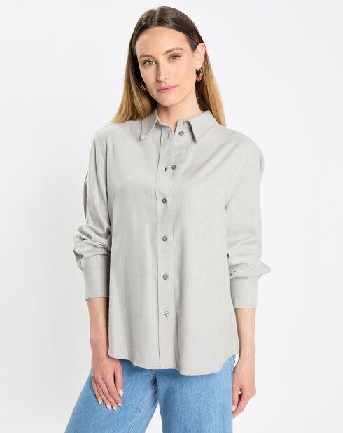 Chemise en Flanelle manches ballons gris clair