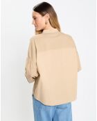 Chemise Col Mao Poche beige moyen