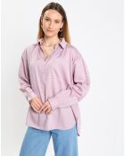 Blouse en Popeline col polo violet clair