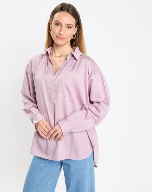 Blouse en Popeline col polo violet clair