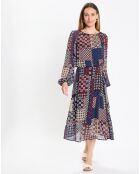 Robe en voile Klook imprimée bordeaux/marine