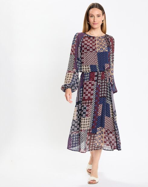 Robe en voile Klook imprimée bordeaux/marine