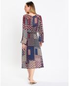 Robe en voile Klook imprimée bordeaux/marine