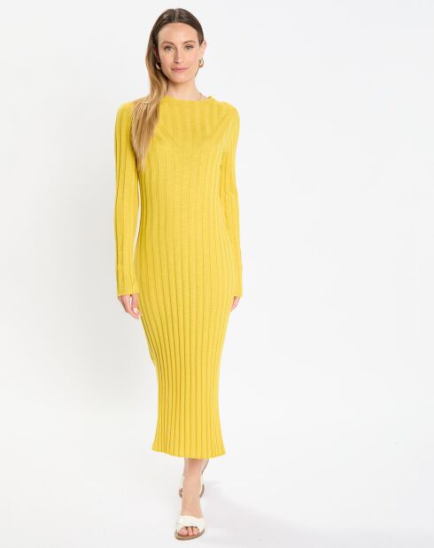 Robe maxi en Coton & Lin Cotelé jaune