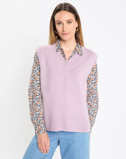 Pull sans manches en Laine mélangée  violet clair