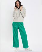 Pantalon large pinces taille élastique vert