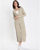 Gilet Long Cotelé Coton & Lin beige foncé