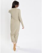 Gilet Long Cotelé Coton & Lin beige foncé