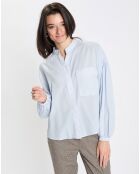 Chemise Col Mao Poche bleu clair