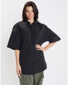 Chemise manches larges poches noire