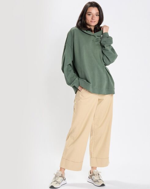 Sweat à Capuche Cordon Coton Bio vert foncé