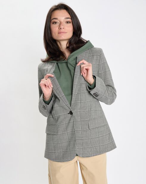 Blazer en Laine mélangée à carreaux gris