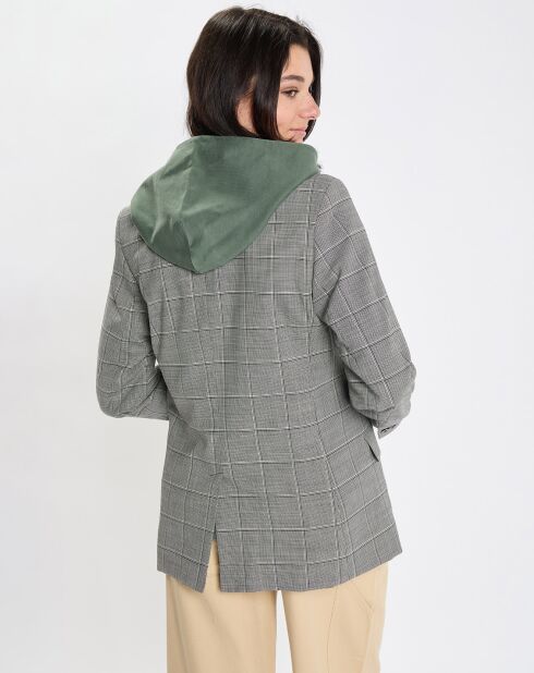 Blazer en Laine mélangée à carreaux gris