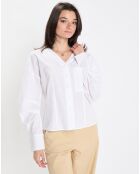 Chemise col V poche blanche