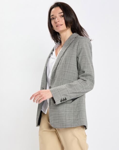 Blazer en Laine mélangée à carreaux gris
