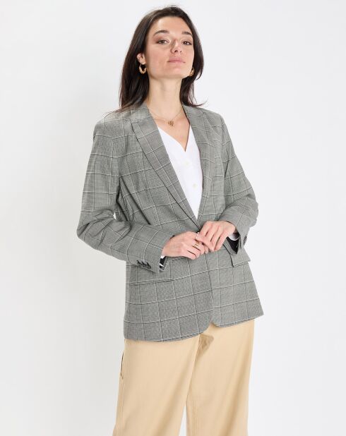 Blazer en Laine mélangée à carreaux gris