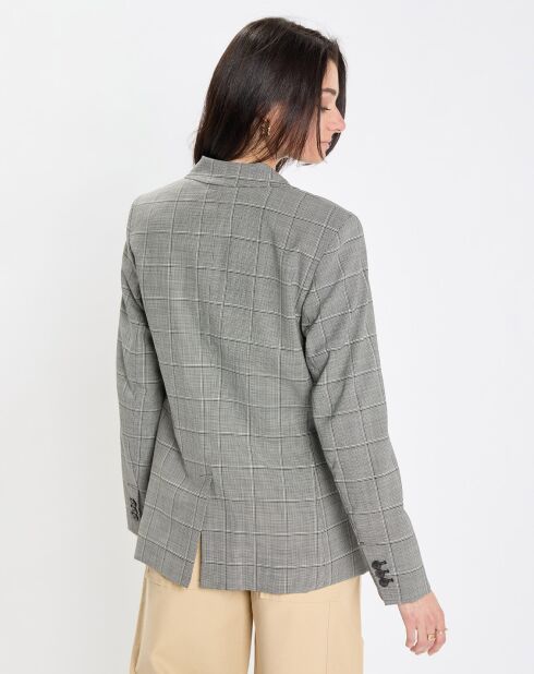 Blazer en Laine mélangée à carreaux gris