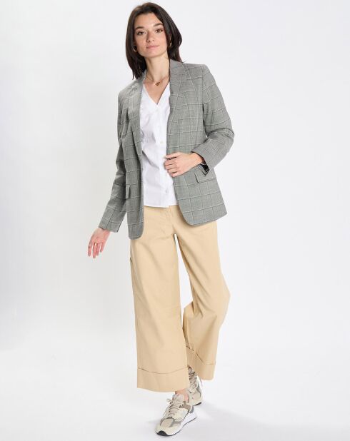 Blazer en Laine mélangée à carreaux gris