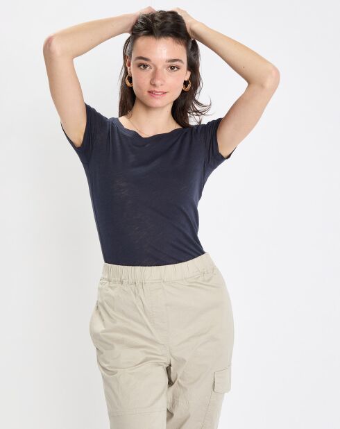 T-Shirt Flame col rond bleu marine