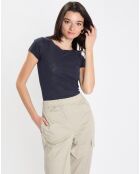 T-Shirt Flame col rond bleu marine