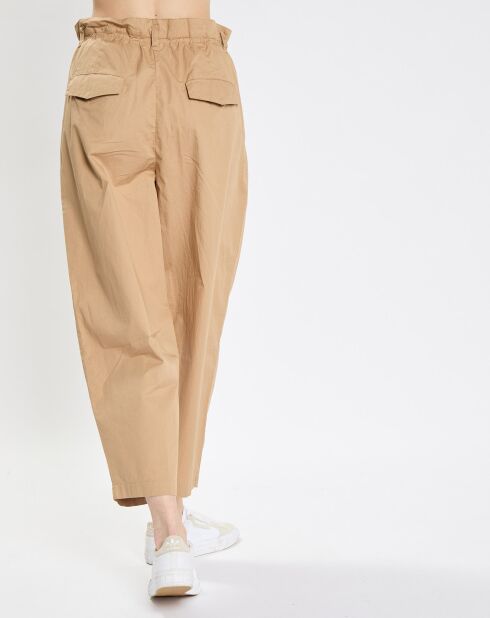 Pantalon paperbag pinces beige