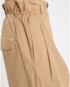 Pantalon paperbag pinces beige