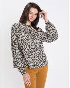 Blouse en Coton bio à fleurs noir/écru