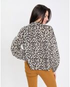 Blouse en Coton bio à fleurs noir/écru