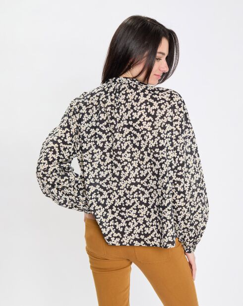 Blouse en Coton bio à fleurs noir/écru