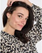 Blouse en Coton bio à fleurs noir/écru