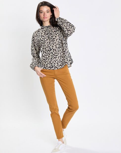 Blouse en Coton bio à fleurs noir/écru